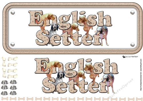English Setter Name Sign 3D Decoupage