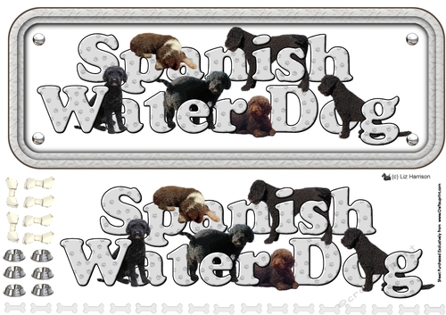 Spanish Water Dog Name Sign 3D Decoupage