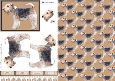 Wire Haired Fox Terrier 3D Decoupage & Background