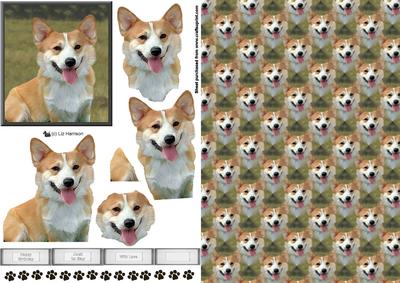 Corgi 3D Decoupage with Background