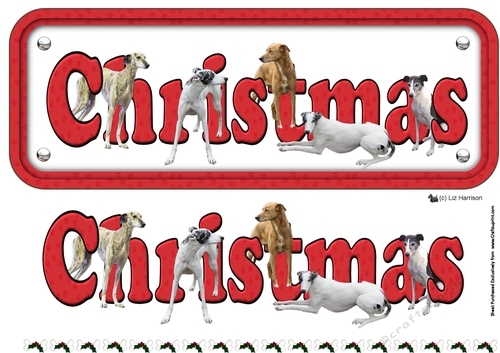 Lurcher Christmas Name Sign 3D Decoupage