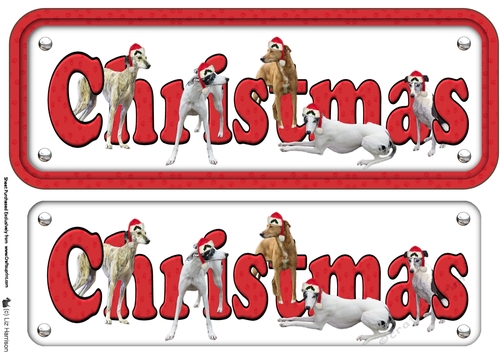 Lurcher & Hats Christmas Name Sign