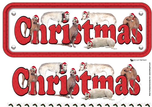 Lurcher & Hats Christmas Name Sign 3D Decoupage