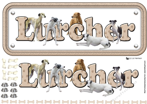 Lurcher Name Sign 3D Decoupage