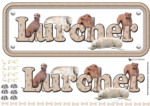 Lurcher Name Sign 3D Decoupage