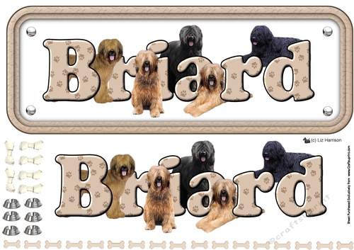 Briard Name Sign 3D Decoupage