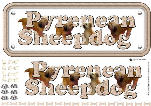 Pyrenean Sheepdogi Name Sign 3D Decoupage