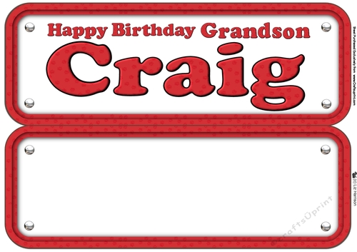 Happy Birthday Grandson Craig Paw print Insert