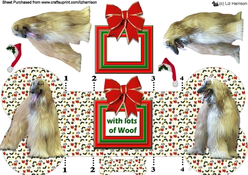 Afghan Hound Christmas Bone shaped card