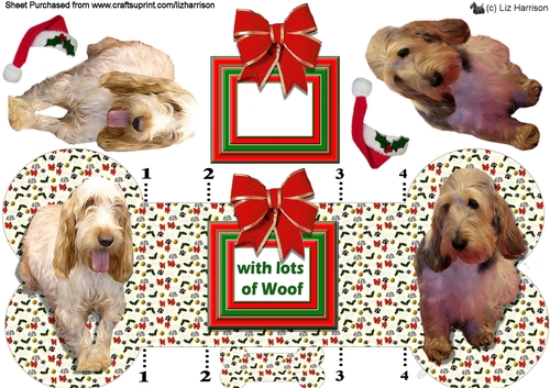 Basset Griffon Vendeen (Grand) Christmas Bone shaped card