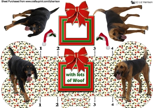 Bloodhound Christmas Bone shaped card
