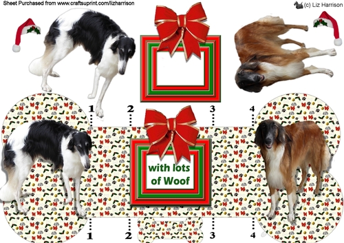 Borzoi Christmas Bone shaped card