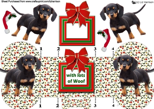 Dachshund Christmas Bone shaped card