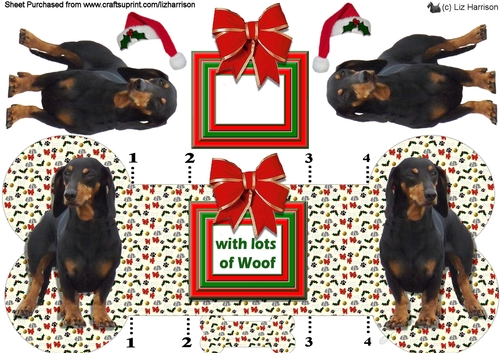 Dachshund Christmas Bone shaped card