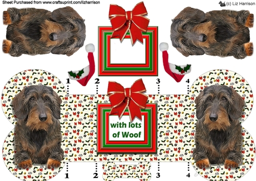 Dachshund Christmas Bone shaped card
