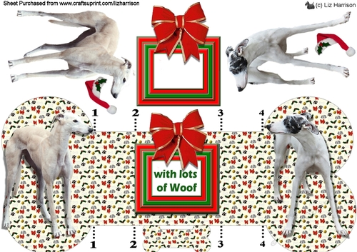 Greyhound Christmas Bone shaped card