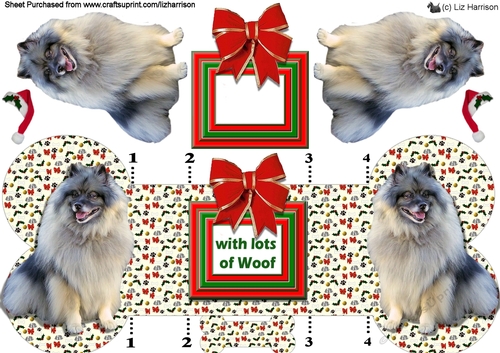 Norwegian Elkhound Christmas Bone shaped card