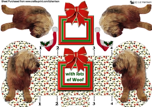 Otterhound Christmas Bone shaped card
