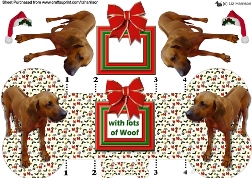 Rhodesian Ridgeback Christmas Bone shaped card
