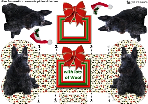 Scottie Dog Christmas Bone shaped card