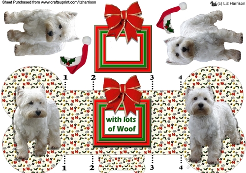 Westie Christmas Bone shaped card