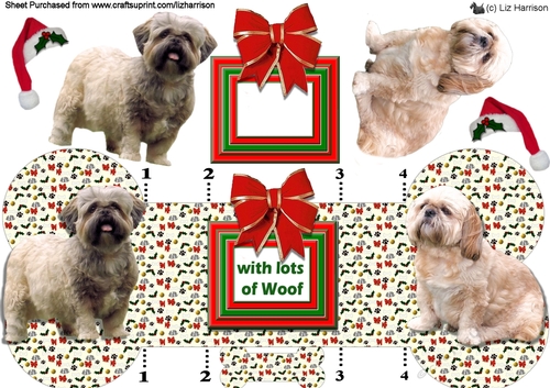 Shih Tzu Christmas Bone shaped card