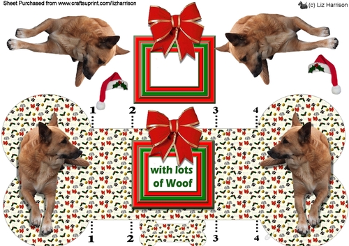 Canaan Dog Christmas Bone Shaped Card