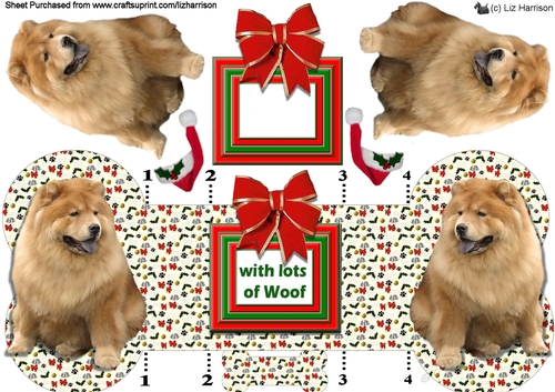 Chow Chow Christmas Bone Shaped Card