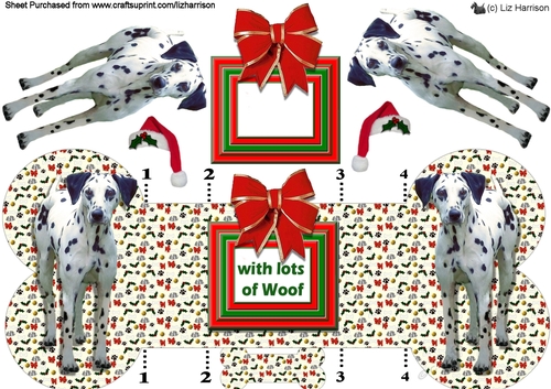 Dalmatian Christmas Bone Shaped Card