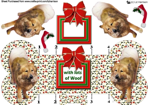Eurasier Christmas Bone Shaped Card