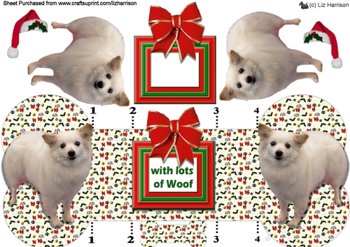 German Spitz (Klein) Christmas Bone Shaped Card
