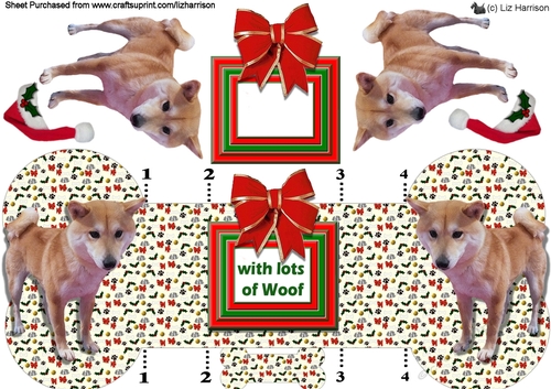 Japanese Shiba Inu Christmas Bone Shaped Card