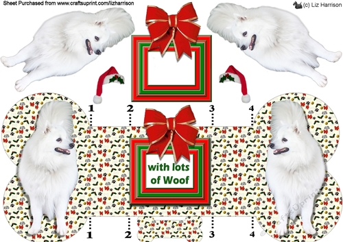 Japanese Spitz Christmas Bone Shaped Card