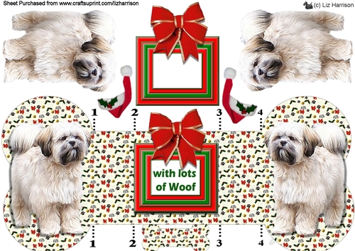 Lhasa Apso Christmas Bone Shaped Card