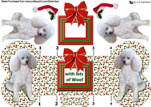 Poodle (Miniature) Christmas Bone Shaped Card
