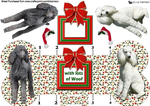 Poodle (standard) Christmas Bone Shaped Card