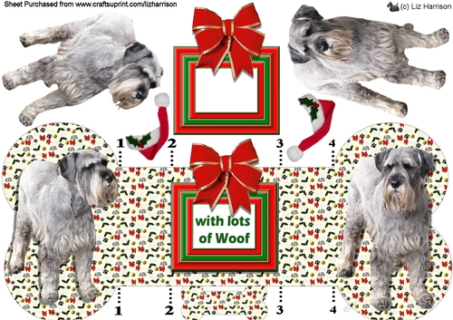 Schnauzer Christmas Bone Shaped Card
