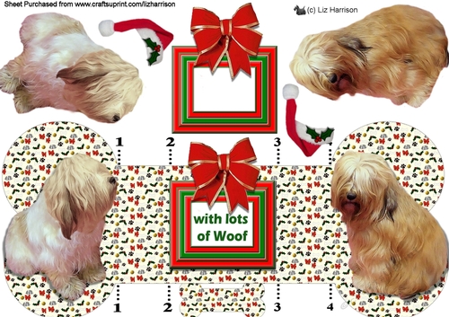 Tibetan Terrier Christmas Bone Shaped Card