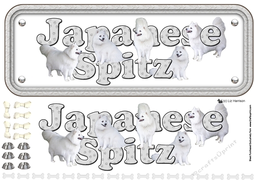 Japanese Spitz Name sign 3D Decoupage