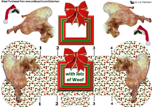 English Setter Christmas Bone shaped card