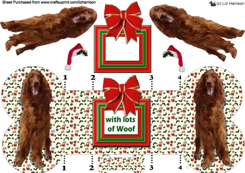 Irish Red Setter Christmas Bone shaped card