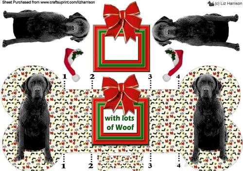 Curly Coated Retriever Christmas Bone shaped card