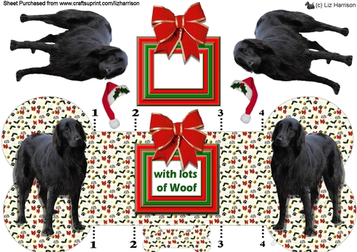 Flat Coated Retriever Christmas Bone shaped card
