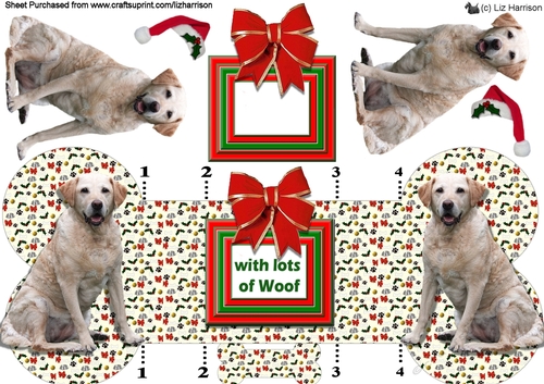 Labrador Retriever Golden Christmas Bone shaped card