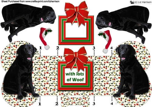 Labrador Retriever Black Christmas Bone shaped card