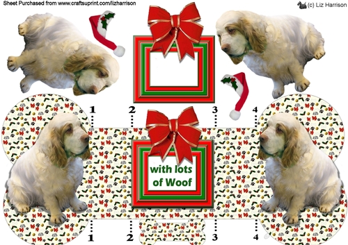 Clumber Spaniel Christmas Bone shaped card