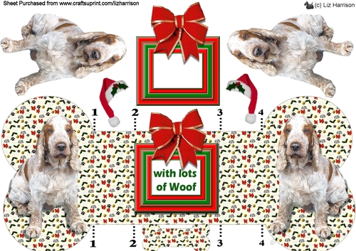 Cocker Spaniel Christmas Bone shaped card