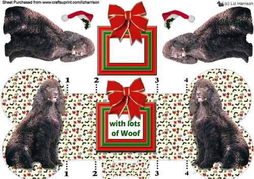 Irish Water Spaniel Christmas Bone shaped card
