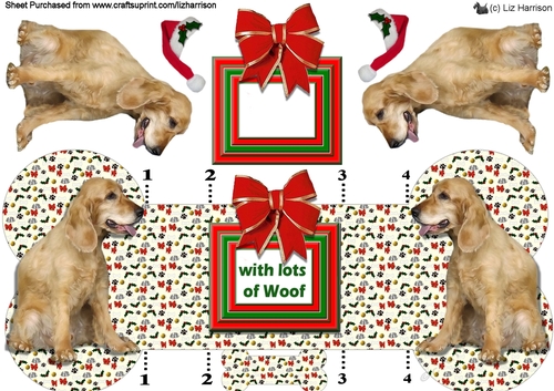 Cocker Spaniel Christmas Bone shaped card