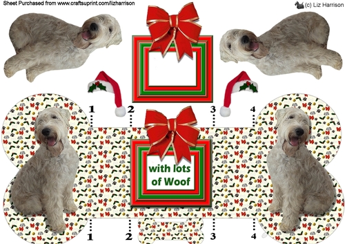 Soft Coated Wheaten Terrier Christmas Bone shaped card